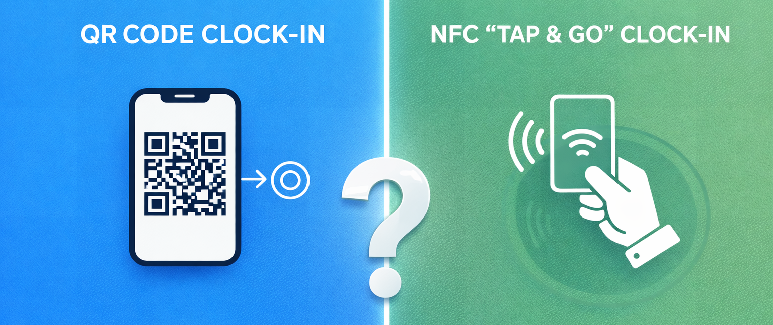 QR vs. NFC Clocking Systems: Which is Best for Your Team? – WorkClocking blog cover
