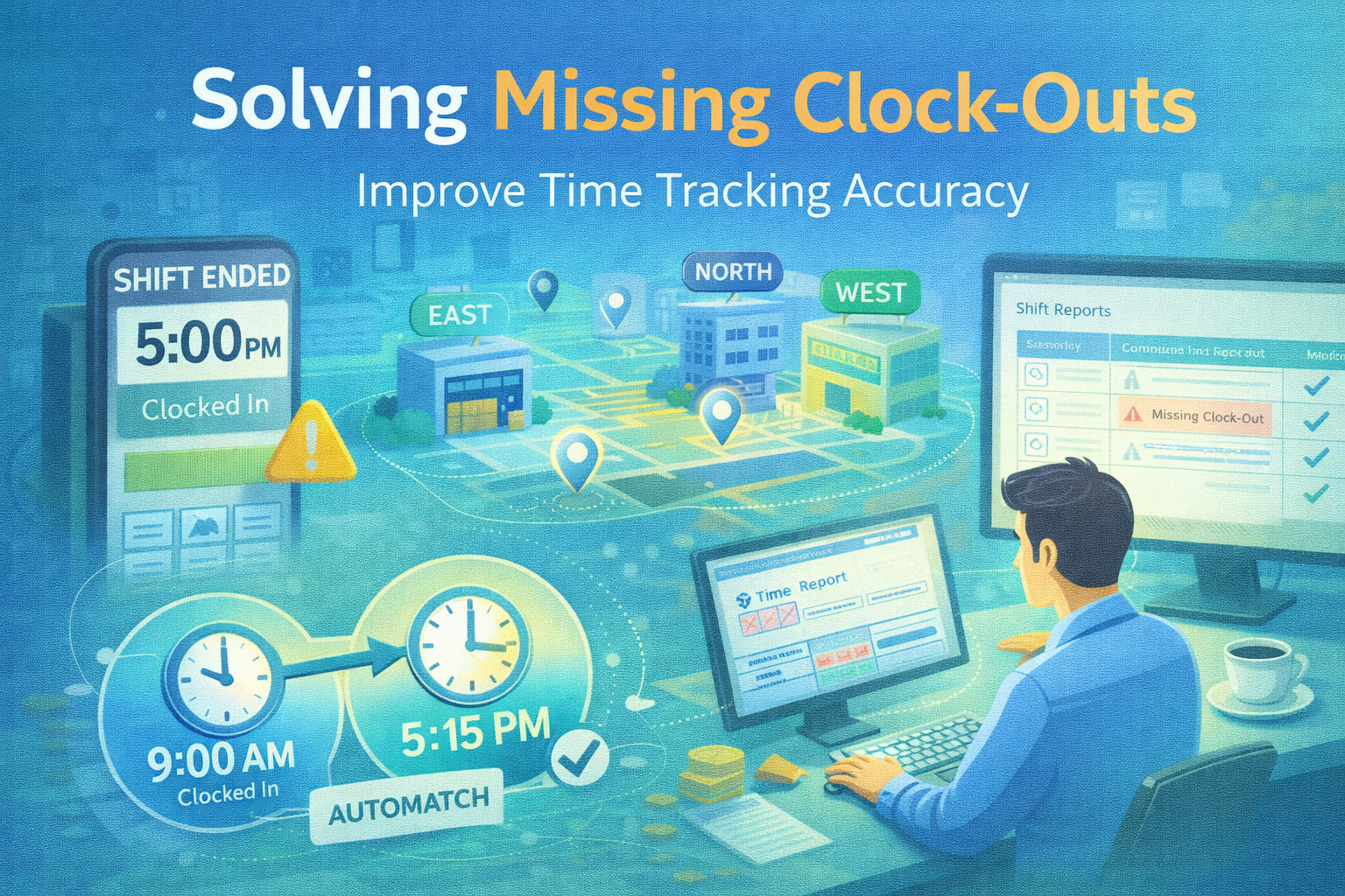 How to stop employees forgetting to clock out – WorkClocking blog cover