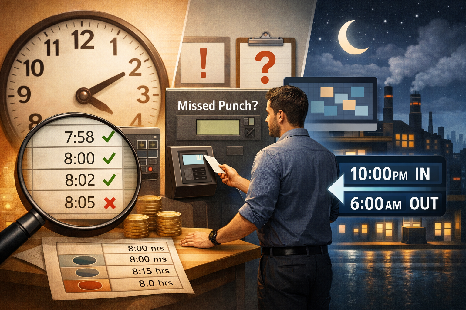 Shift Rules Explained: Grace, Rounding, Missed Punches, and Overnight Shifts – WorkClocking blog cover