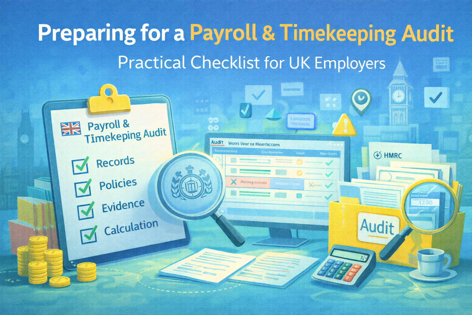 Preparing for a Payroll & Timekeeping Audit: Practical Checklist for UK Employers – WorkClocking blog cover